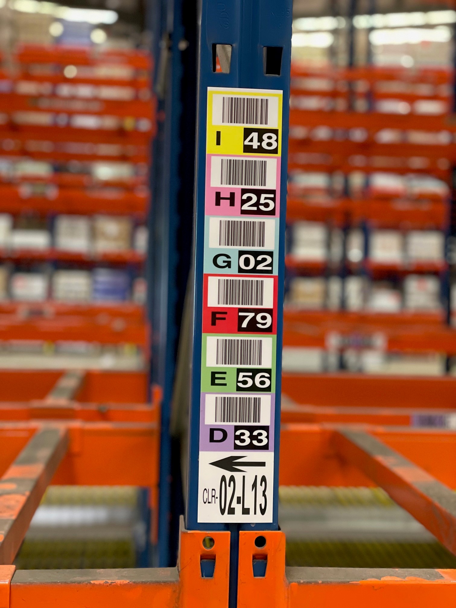 Upright rack and shelf labels